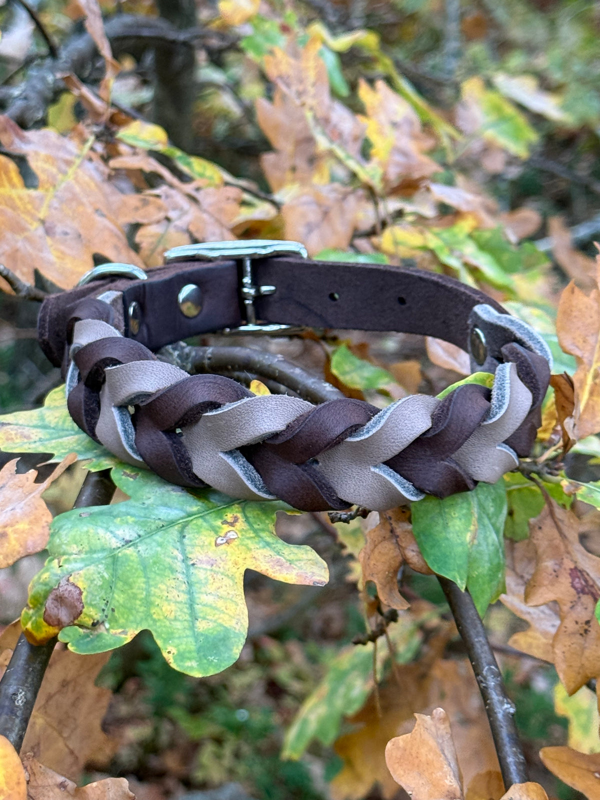 Classic Brown/Toupe - läder halsband