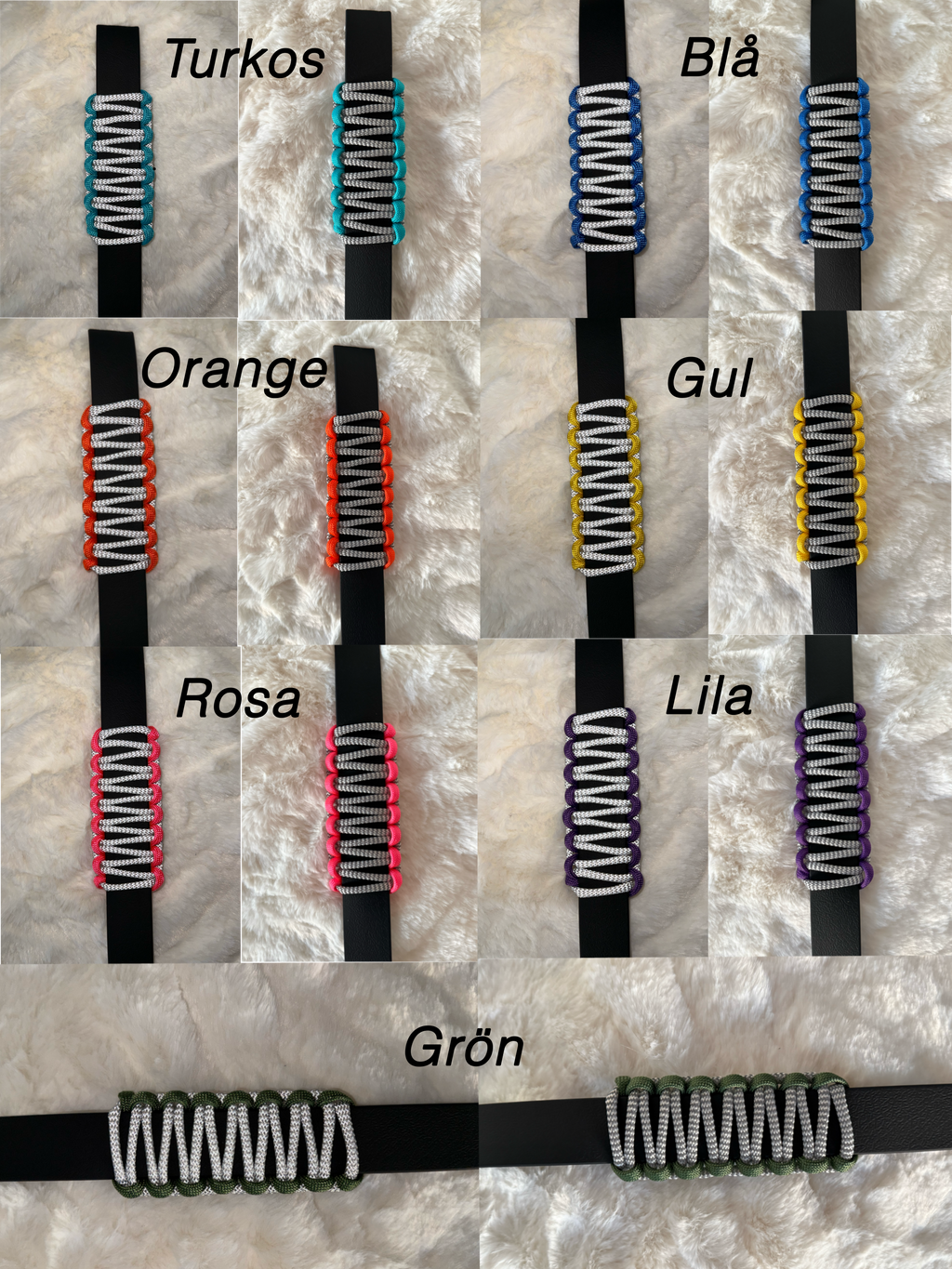 Reflexparacord halsband med färg detalj
