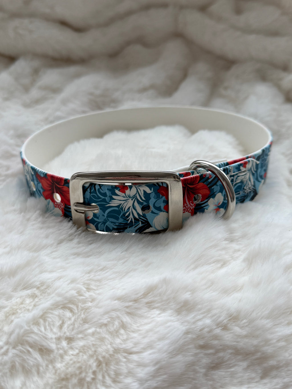 UV-printed Biothane halsband ”blommor”