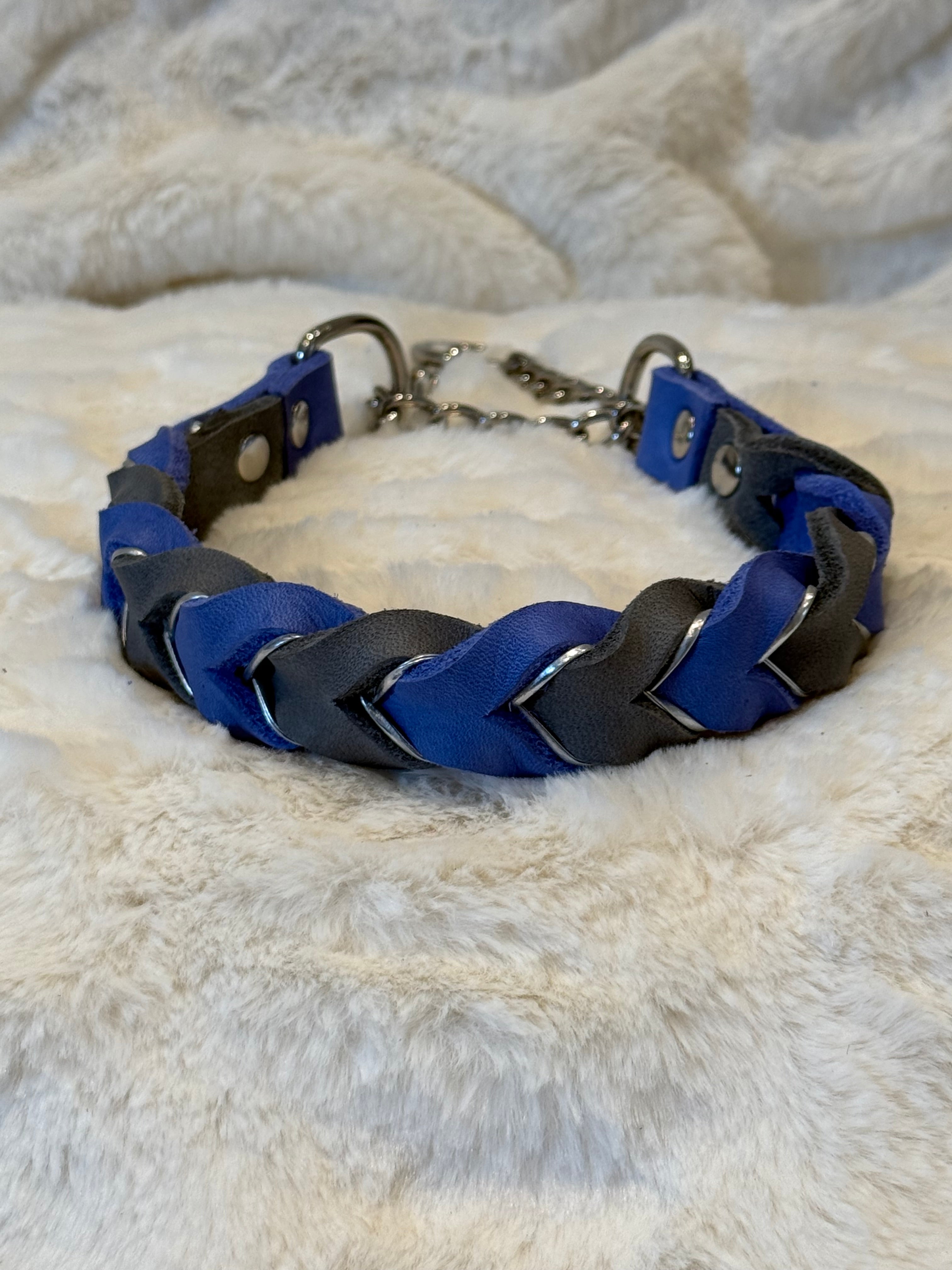 Flätat läderhalsband