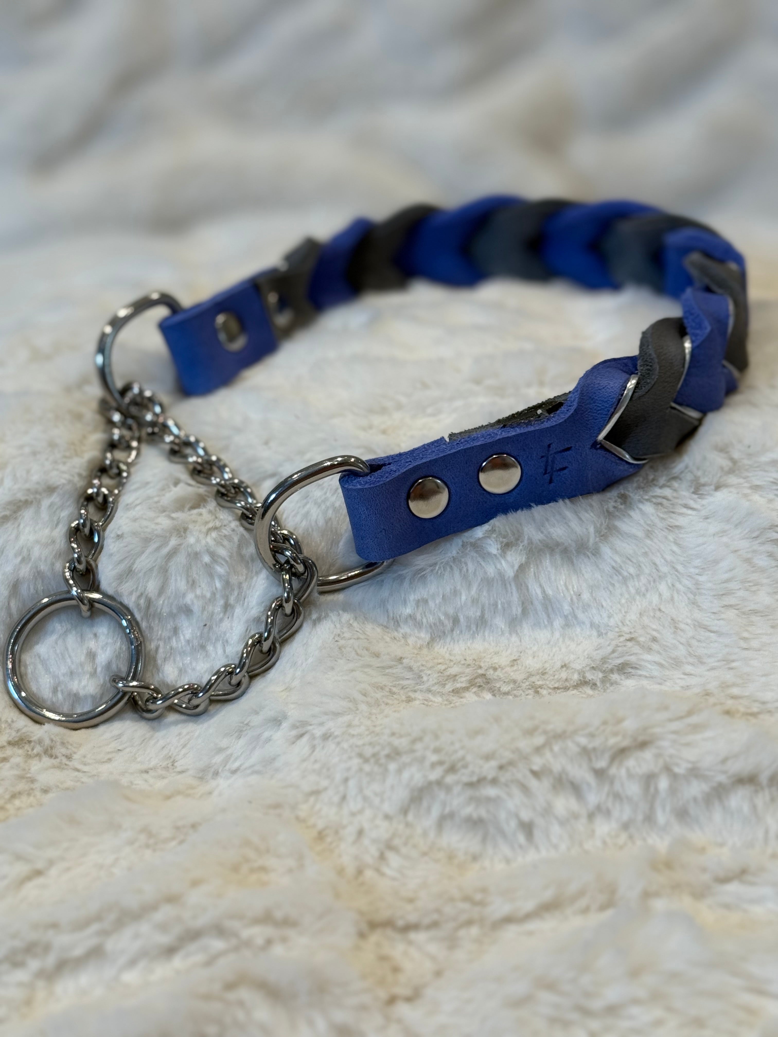 Flätat läderhalsband