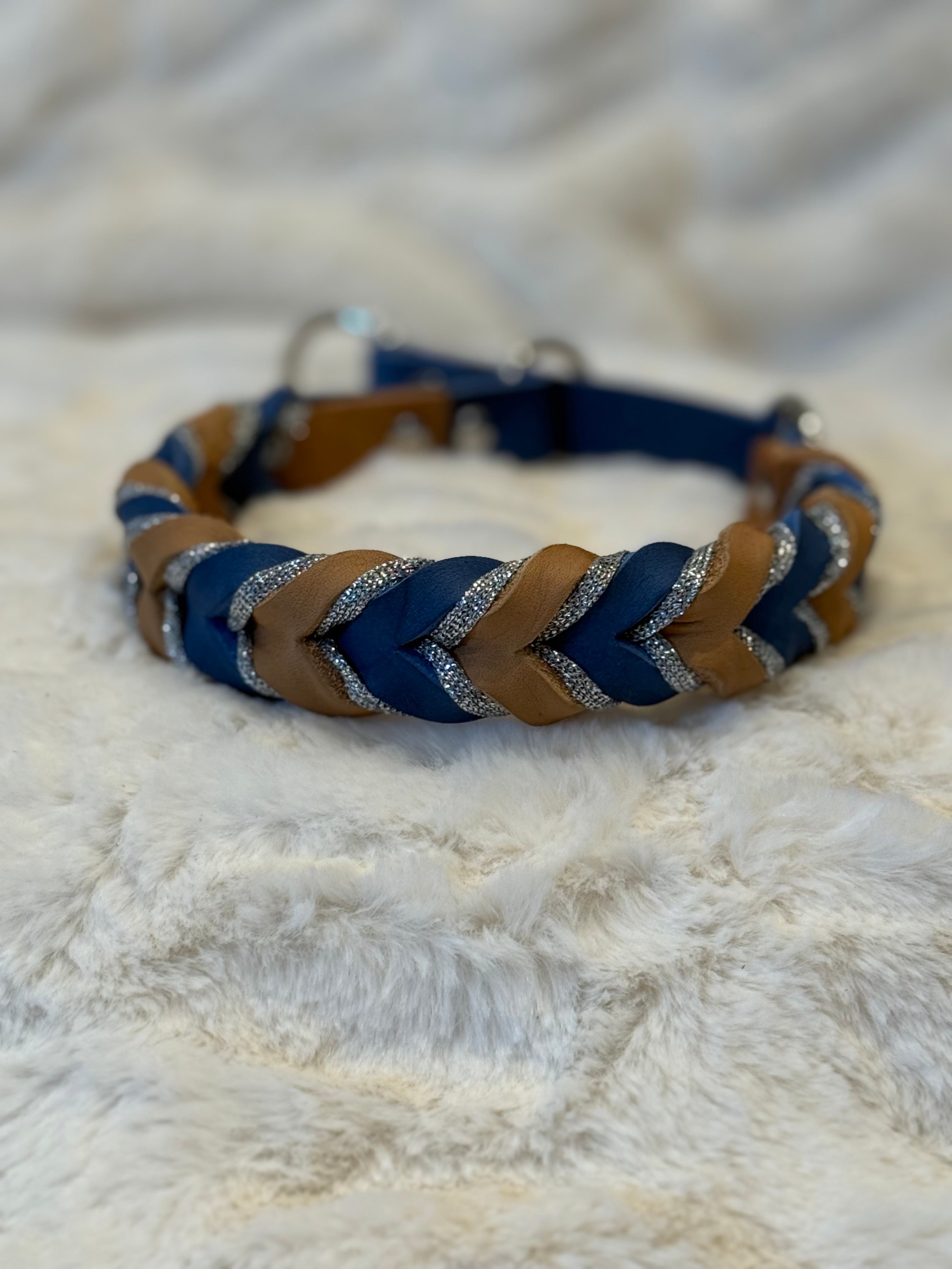 Flätat läderhalsband