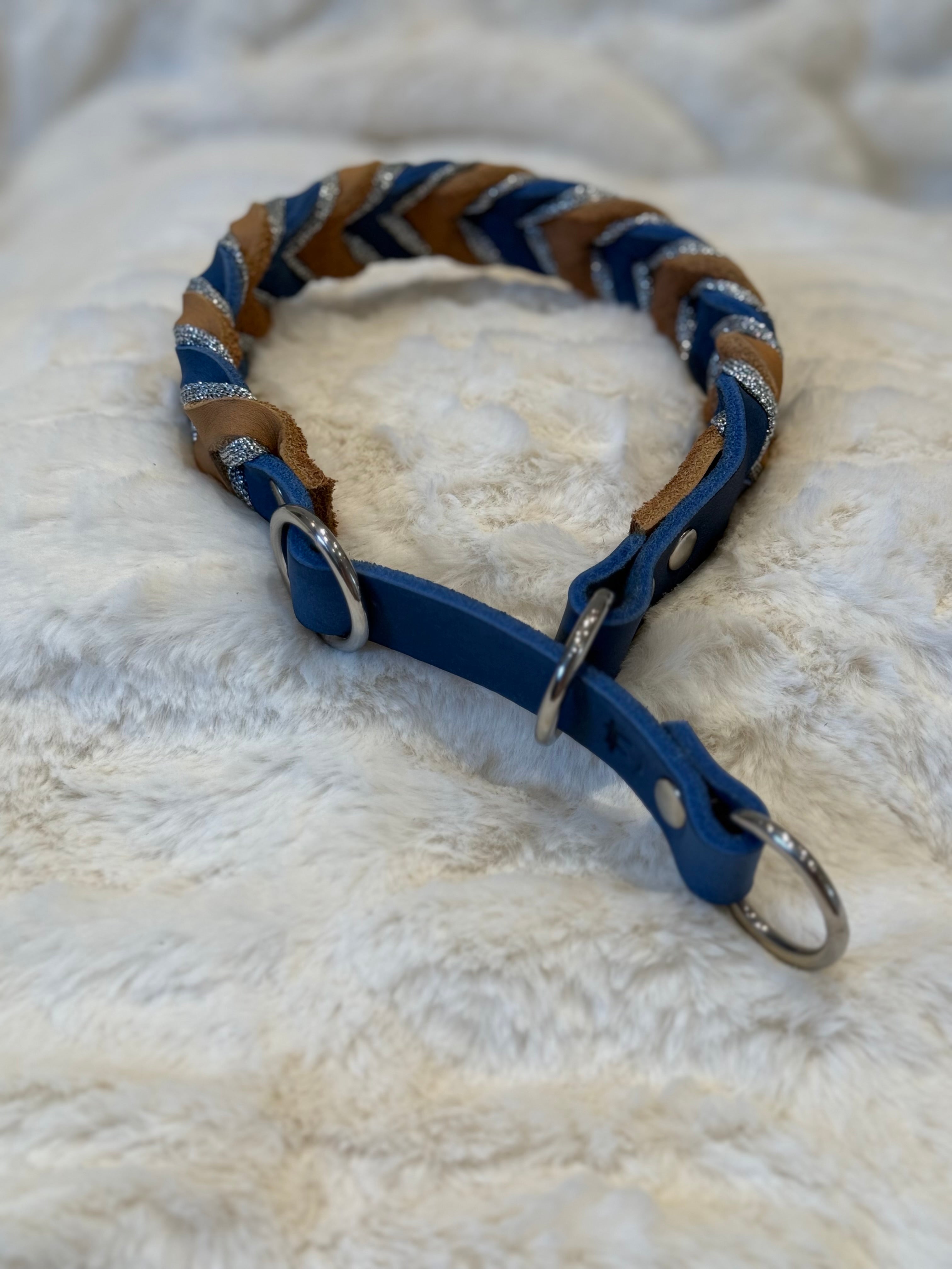Flätat läderhalsband