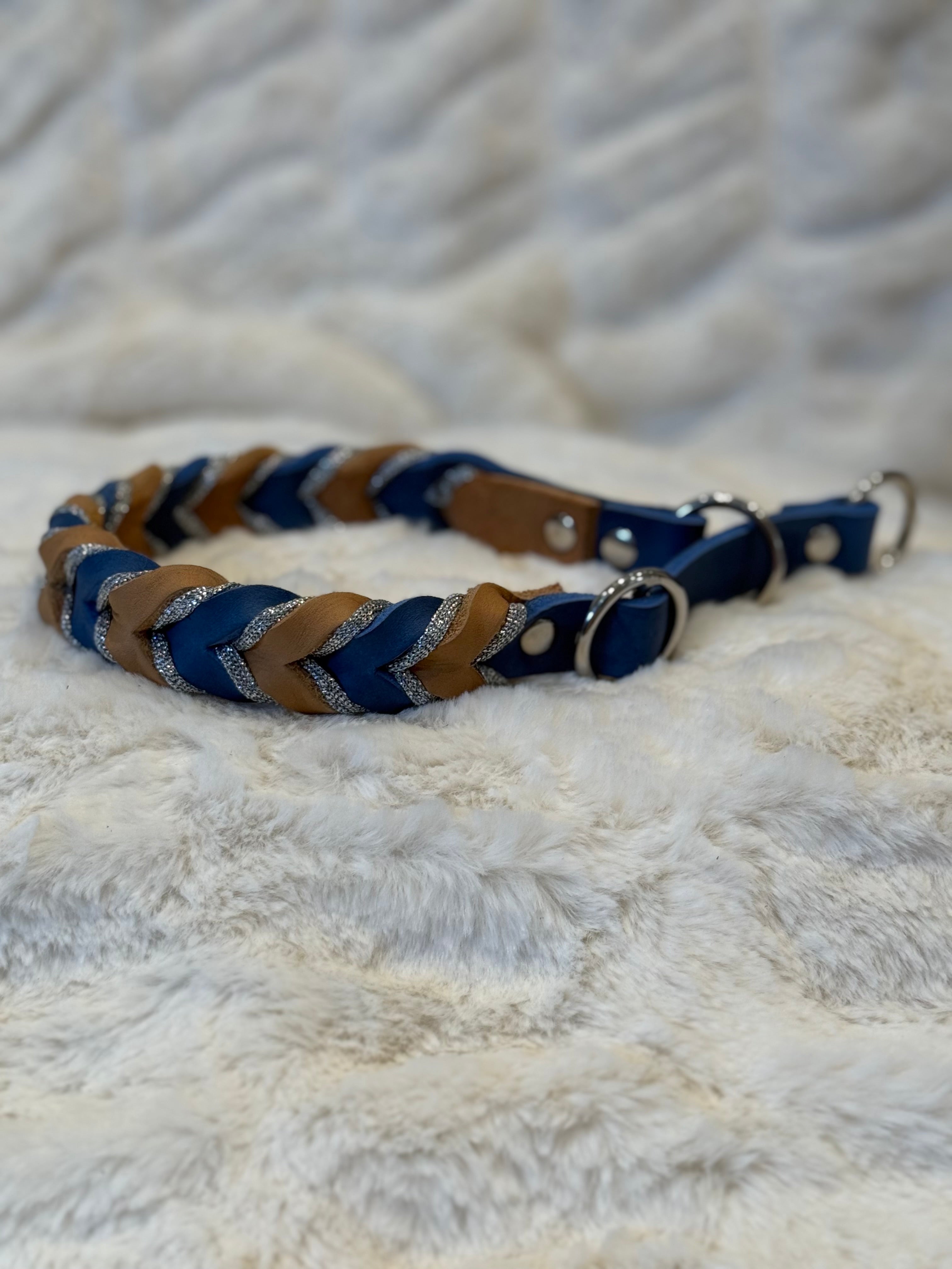 Flätat läderhalsband